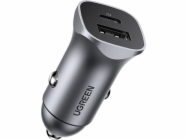 UGREEN USB-C PD+USB-A QC 24W Fast Car Charger Gray