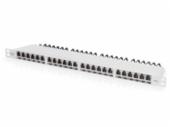 DIGITUS 19" patch panel 24port 0,5U Cat6A, STP, Krone LSA+, vyväz. lišta, sivý RAL7035 